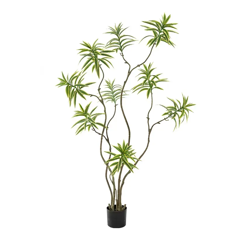 Dracaena Marginata - ต้นไม้ประดิษฐ์จำลองเสมือนจริง ต้นลิลลี่ไผ่ขอบทอง ตกแต่งบ้าน ต้นไม้ปลอมขนาดใหญ่ในกระถางพลาสติก ต้นบอนไซสีเขียว ดรากีน่า